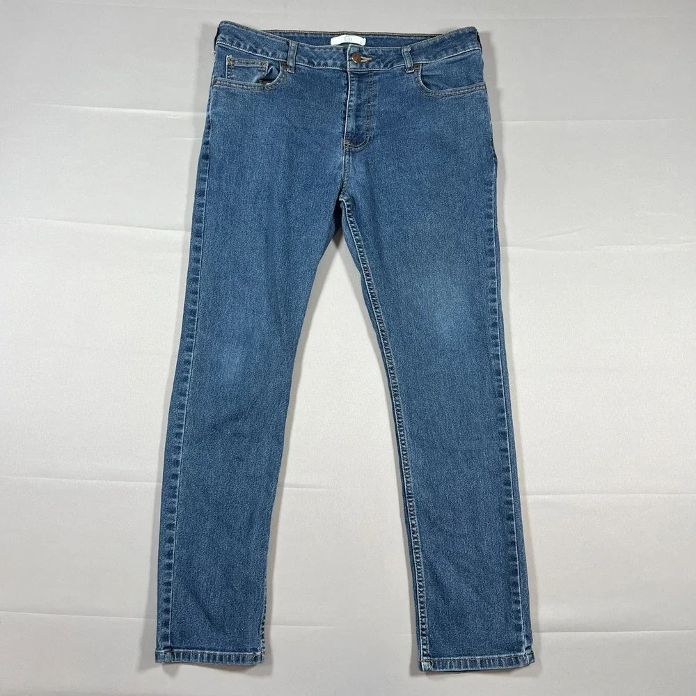 C&A Skinny Jeans Mens 33 Blue Denim Mid Rise Zip Fly Medium Wash Streetwear